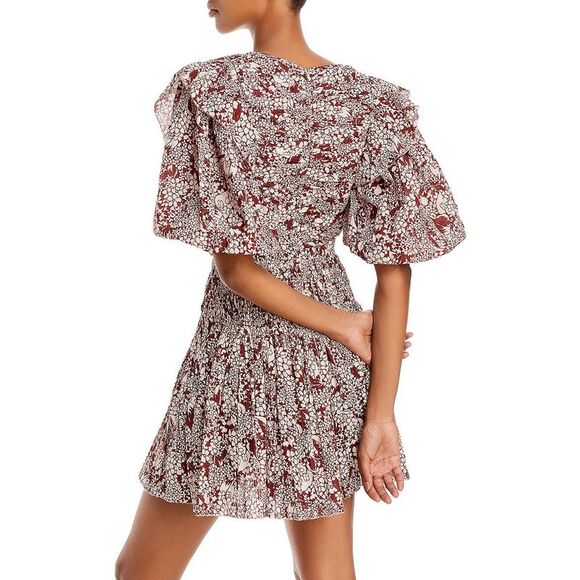 Sea New York Womens Priya Beige Printed Smocked Short Romper NWT - Picture 2 of 2